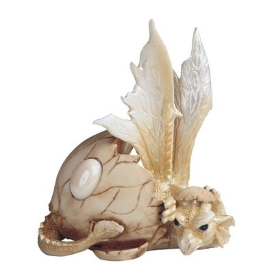 5"H Fantasy October Birthstone Beige Dragon Baby Hatchling In Egg Figurine - Image 0