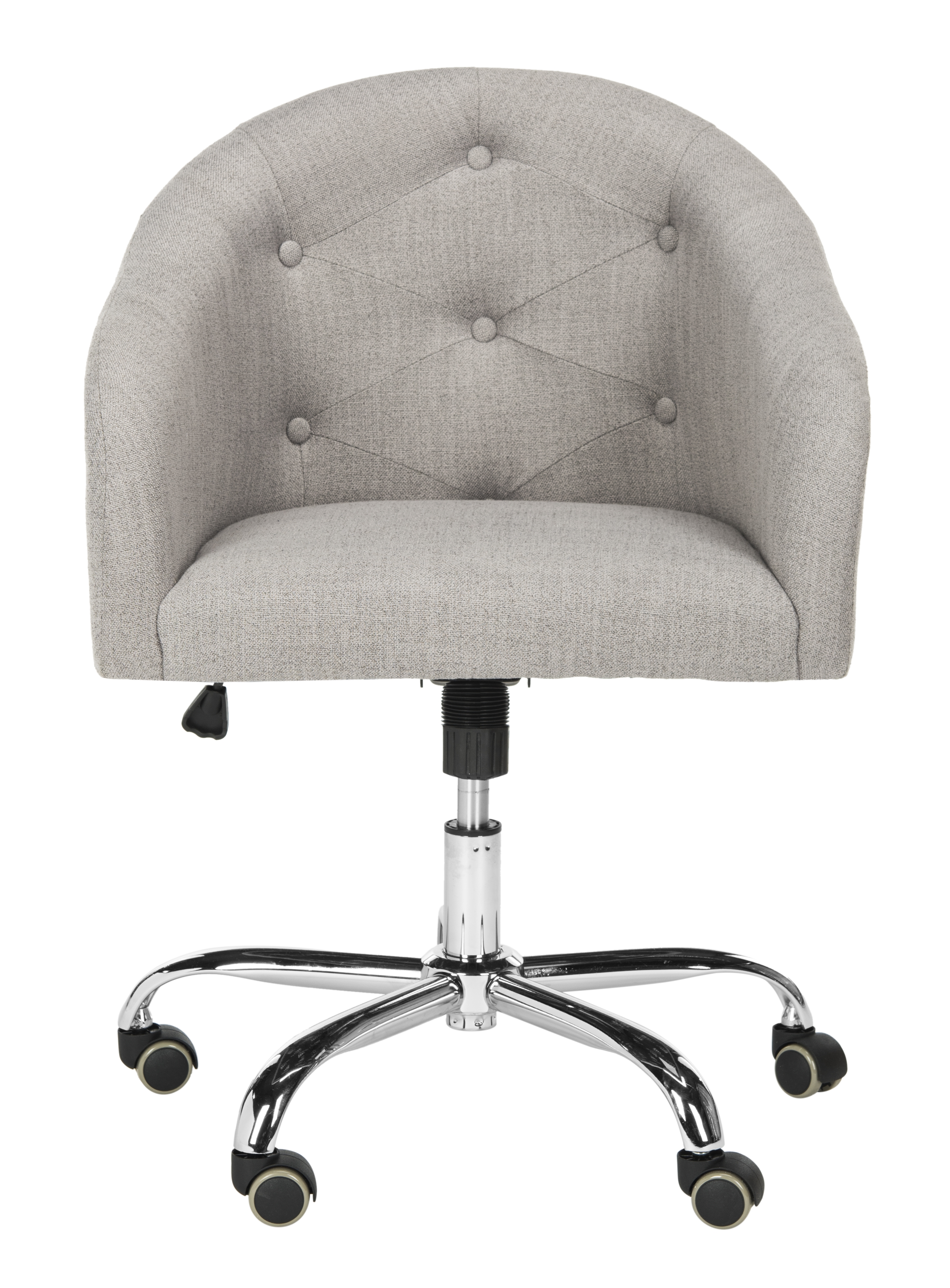 Amy Tufted Linen Chrome Leg Swivel Office Chair - Grey/Chrome - Arlo Home - Image 0