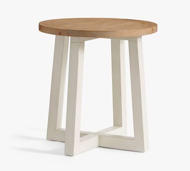 St. Augustine Round End Table, Beach White &amp; Creek Natural - Image 3