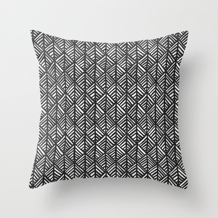 Abstract Leaf Pattern In Black And White Couch Throw Pillow by Becky Bailey - Cover (20" x 20") with pillow insert - Outdoor Pillow - Image 0