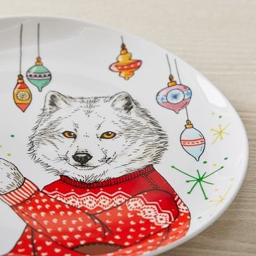 Dapper Animal Salad Plate, Arctic Fox - Image 2