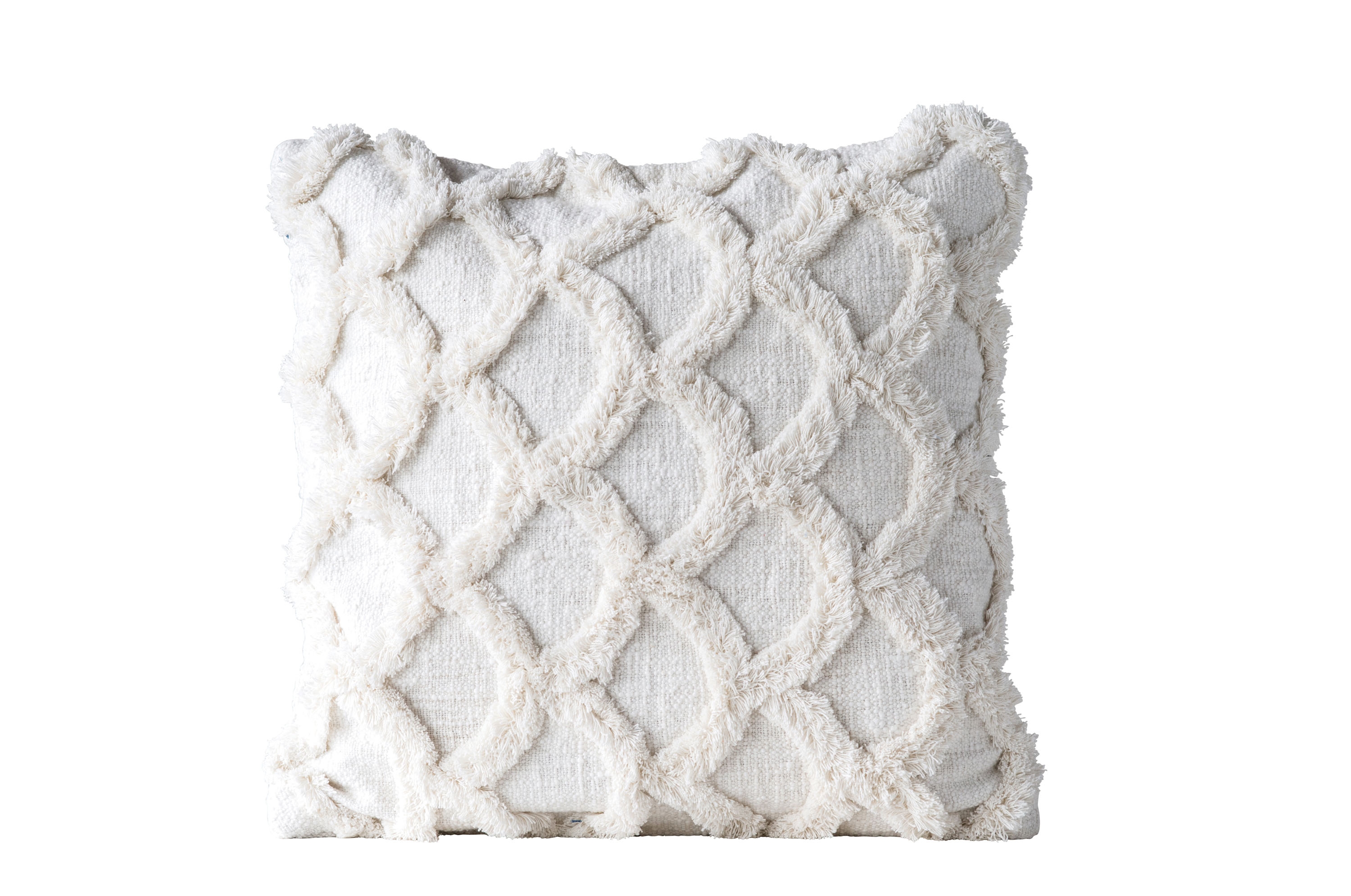 White Square Cotton Chenille Pillow - Image 0