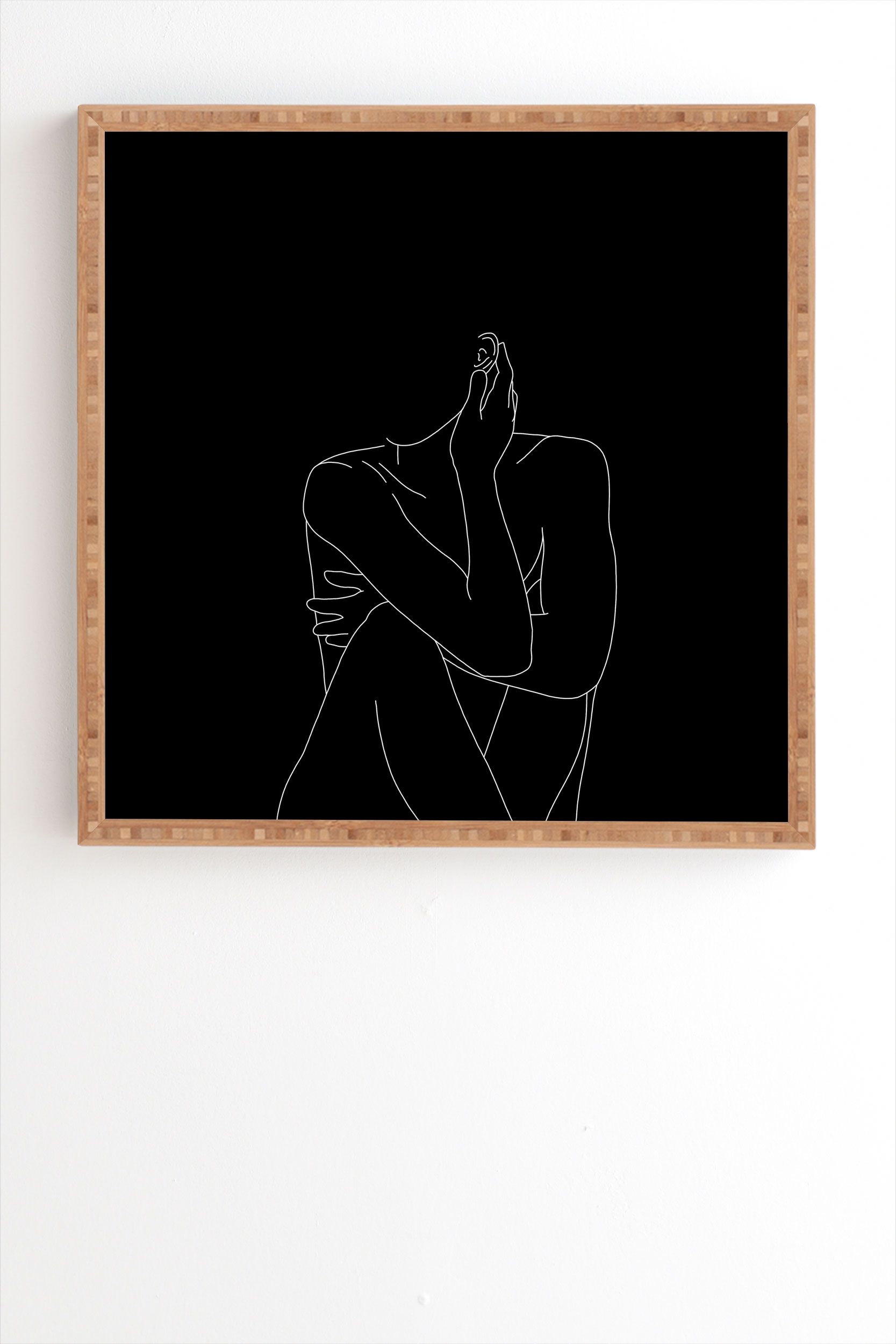 Nude Figure Illustration Celi by The Colour Study - Framed Wall Art Bamboo 19" x 22.4" - Image 1