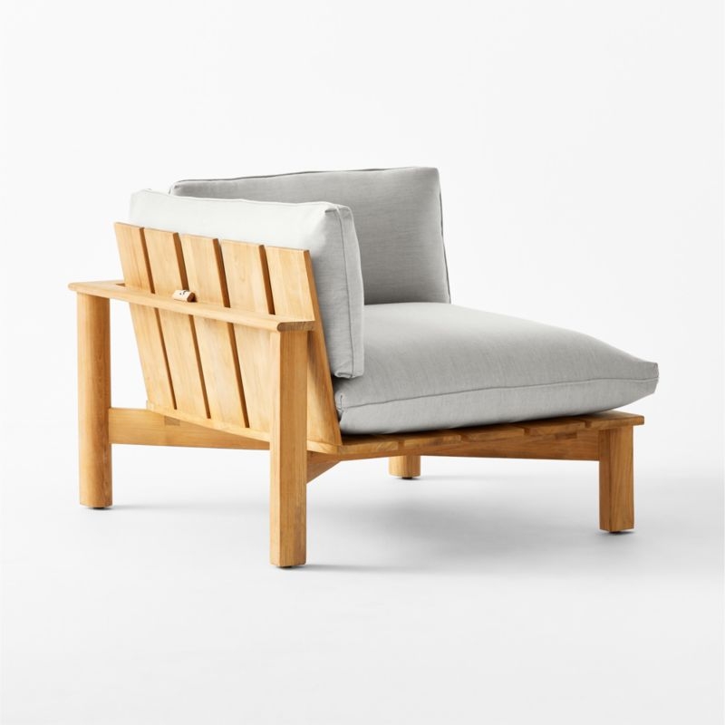 Cabra Teak Outdoor Left Corner Chair with Grey Sunbrella® Cushions - Image 2