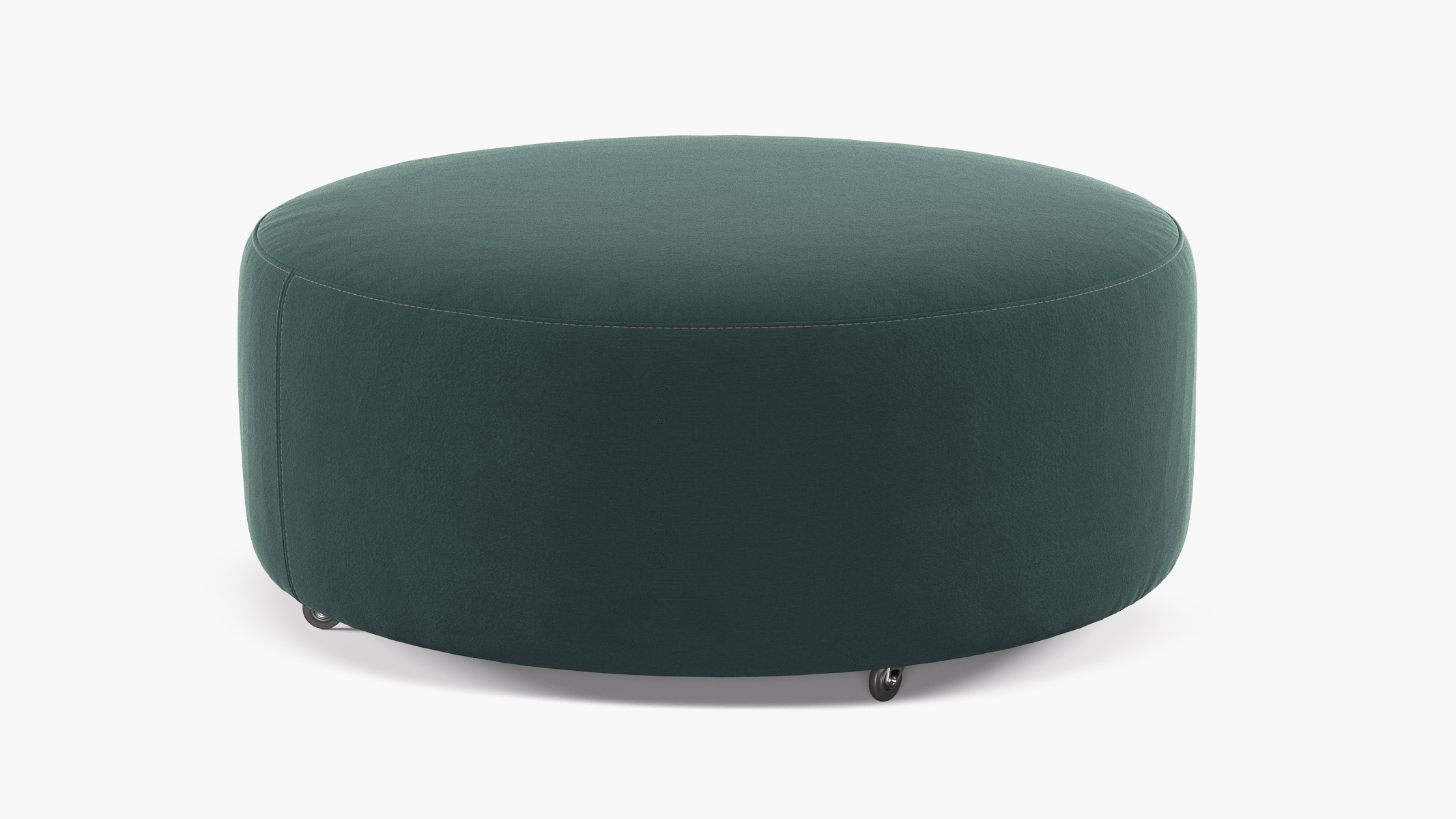 Round Cocktail Ottoman, Jade Luxe Velvet - Image 0
