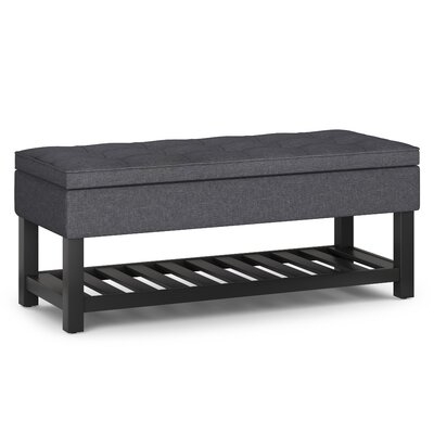 Faux Leather Flip top Wood Storage Bench - Image 0