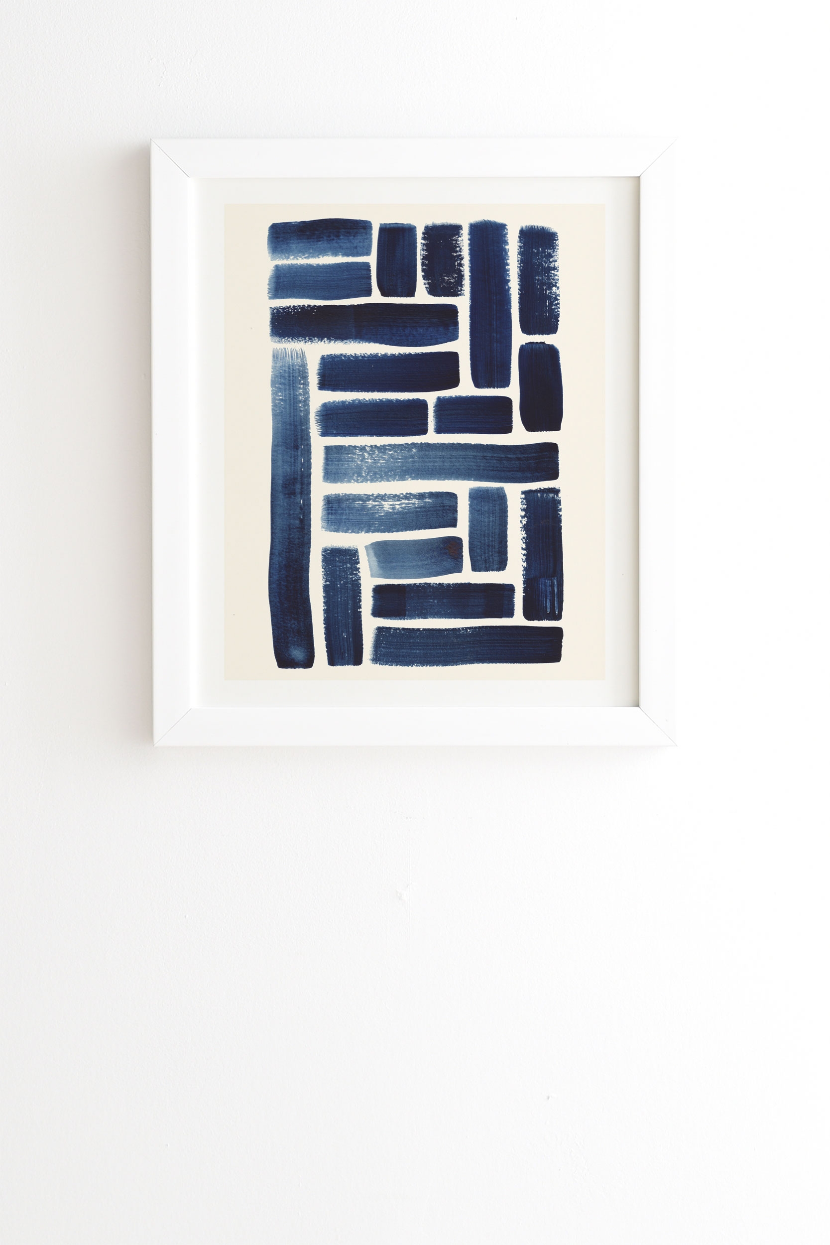 Blue Strokes Pattern 1 by Pauline Stanley - Framed Wall Art Basic White 30" x 30" - Image 1