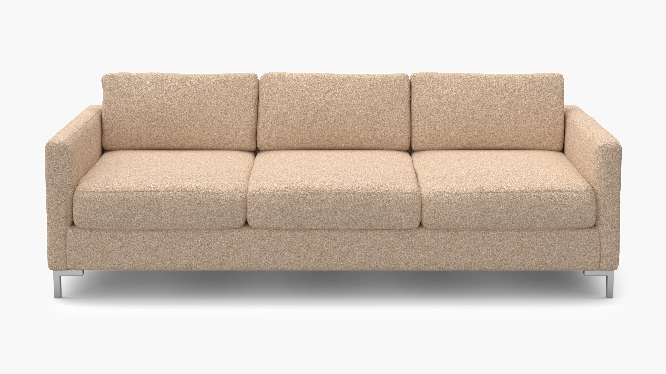 Modern Sofa, Buff Boucle, Chrome L Leg - Image 0