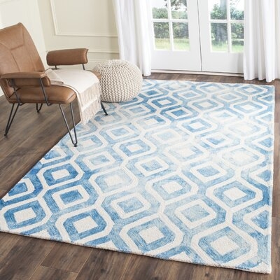 Adelei Hand-Tufted Wool/Cotton Ivory/Blue Area Rug - Image 0