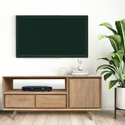 Recycled Teak Wood Retro Media Center With 1 Door, 2 Drawers - Image 0