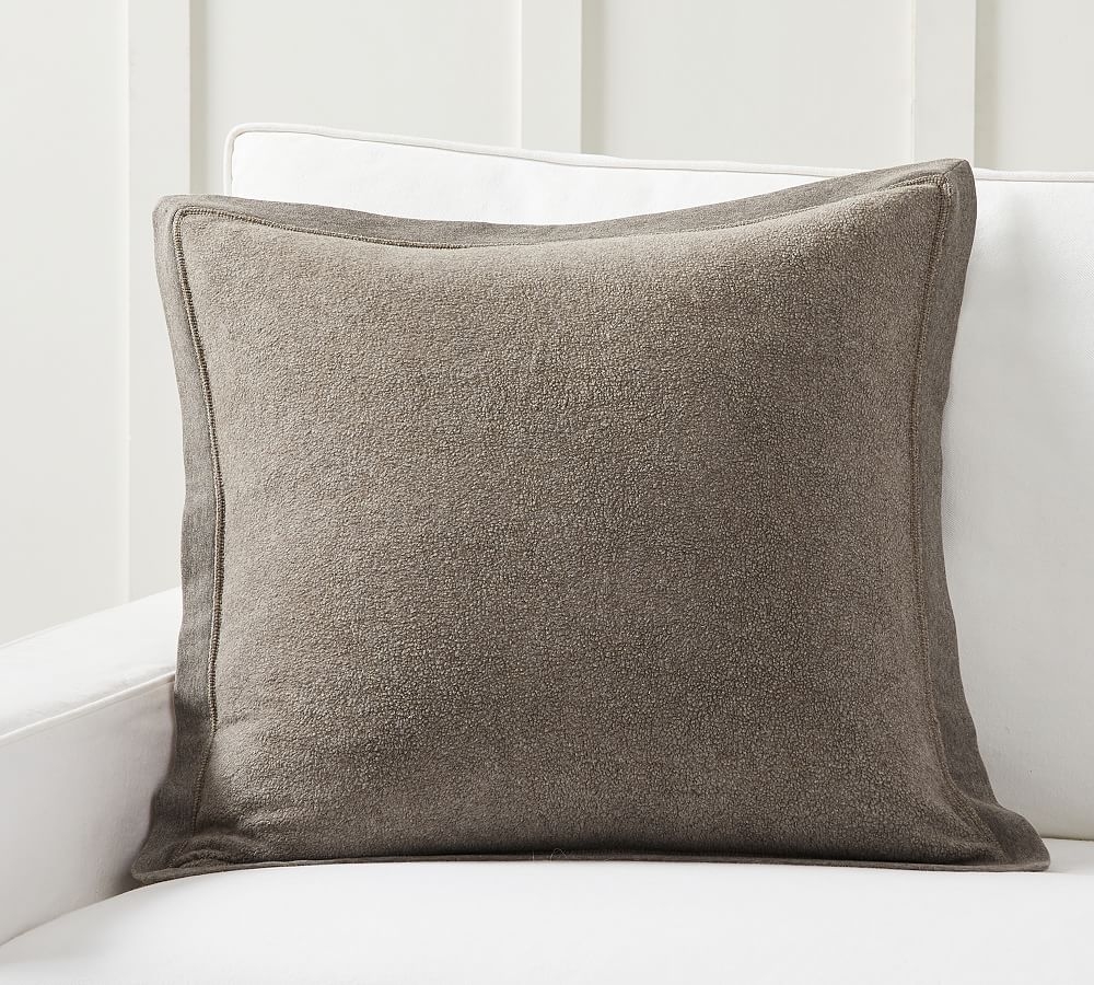 Cozy Fleece Pillow Cover, 22 x 22", Heathered Mushroom - Image 0