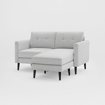 Nomad Block Fabric Sofa with Chaise, Olefin, Crushed Gravel, Walnut Wood - Image 1