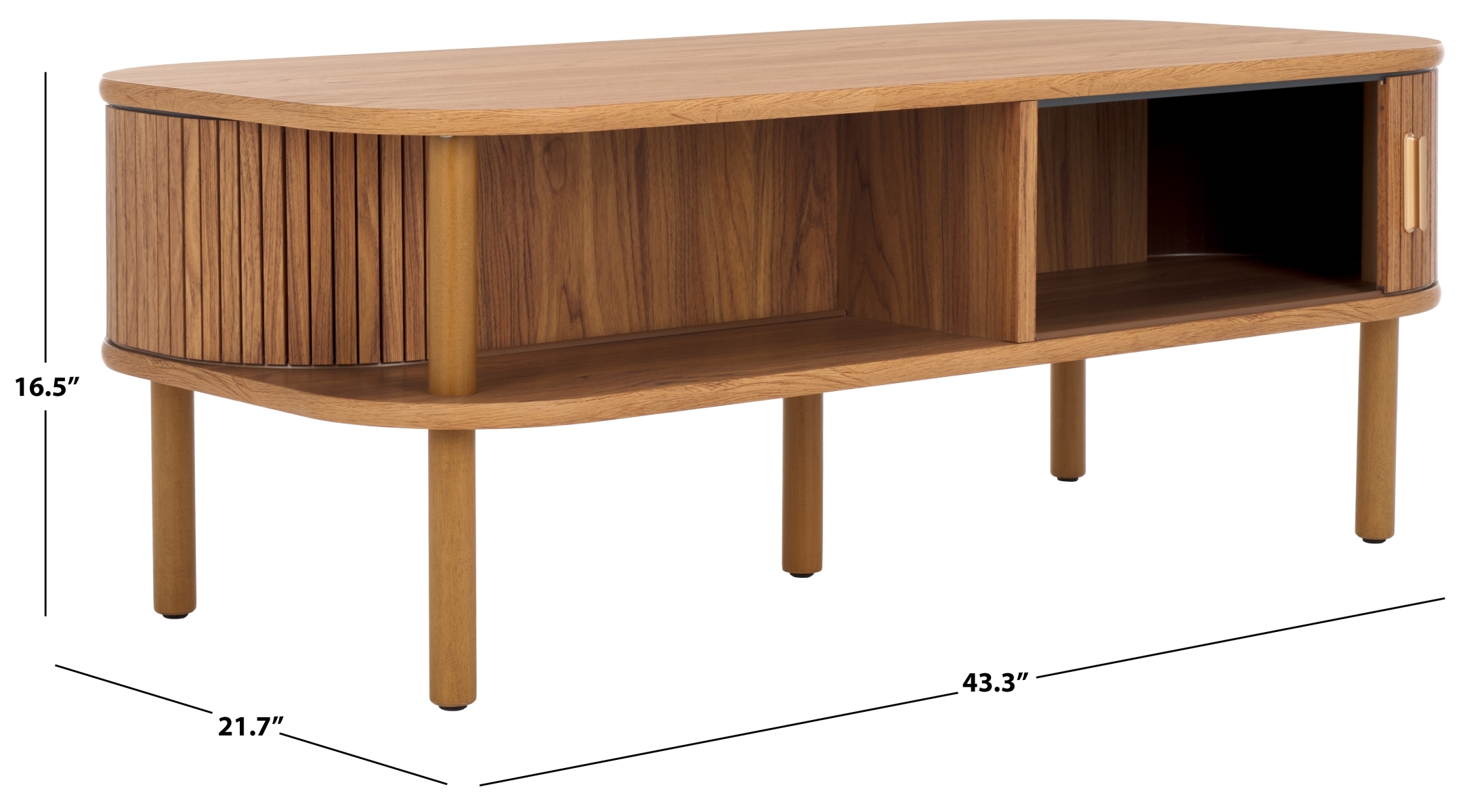 Tealla Coffee Table - Oak / Gold - Safavieh - Image 8