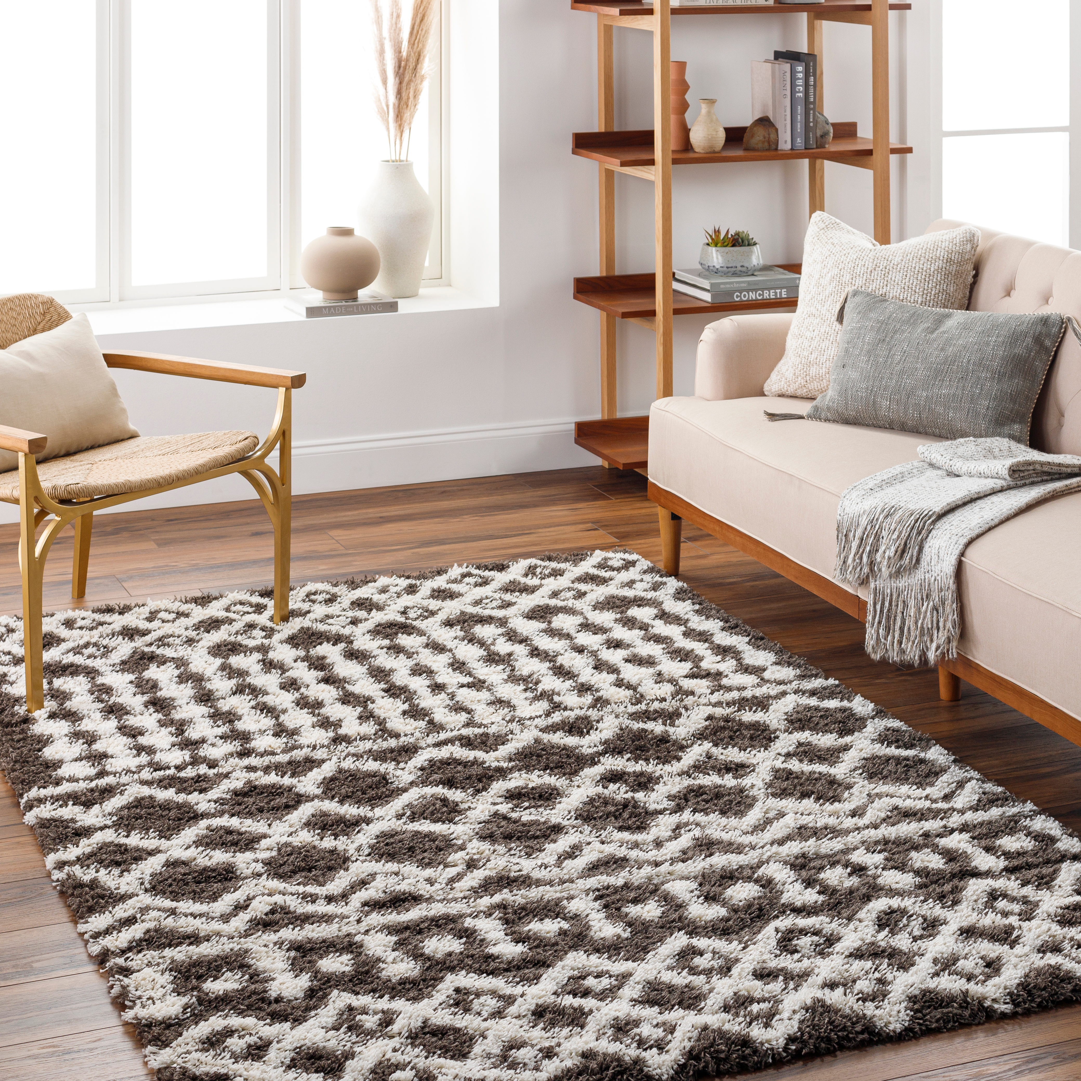 Urban Shag Beige Indoor 6'7" x 9'6" Machine Woven Rug - Image 1