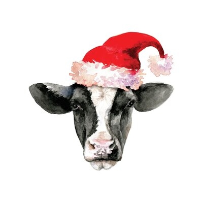 Cow Head. Christmas by Ephrazy Graphics - Wrapped Canvas Painting - Image 0