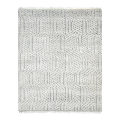 Laurence Geometric Hand Knotted Light Gray Area Rug - Image 0