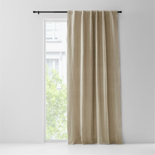 Warm Beige EUROPEAN FLAX ™-Certified Linen Blackout Window Curtain Panel 52"x108" - Image 1