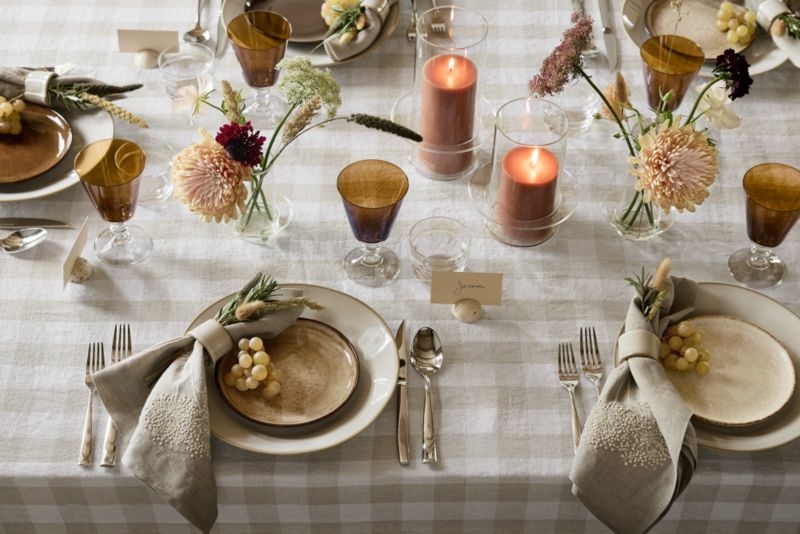 Marin White and Natural Buffalo Check Oversized EUROPEAN FLAX ™-Certified Linen Tablecloth - Image 1
