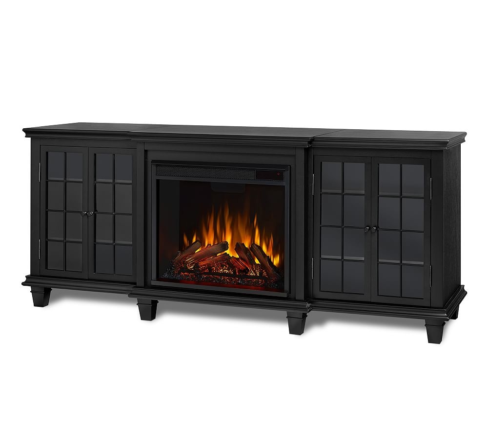 Lowe Electric Fireplace Media Cabinet, Black - Image 0