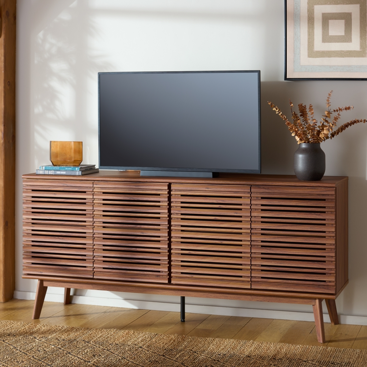 Atlantes Large 4 Door 4 Shelf  Media - Walnut - Image 1