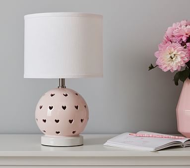 Blush Ceramic Heart Cut Out 3-Way Lamp - Image 2