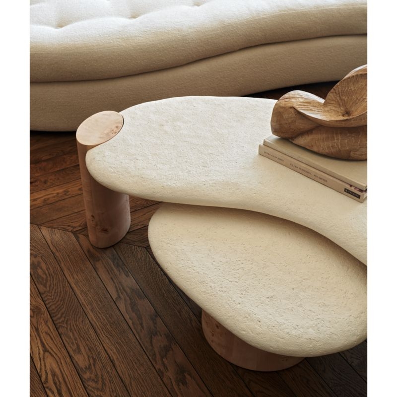 Sassolino Concrete and Burl Wood 68" Coffee Table by Athena Calderone - Image 3