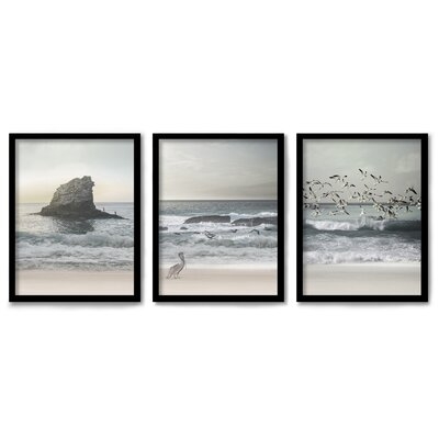 Americanflat 3 Piece Framed Triptych Morning Beach Walks By Tanya Shumkina - Image 0