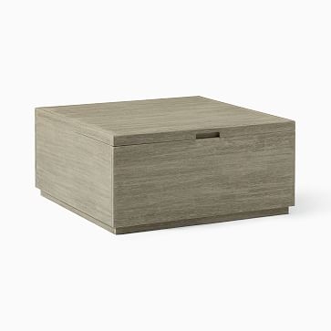 Volume Outdoor 36 in Square Storage Coffee Table, Weathered Gray - Image 1