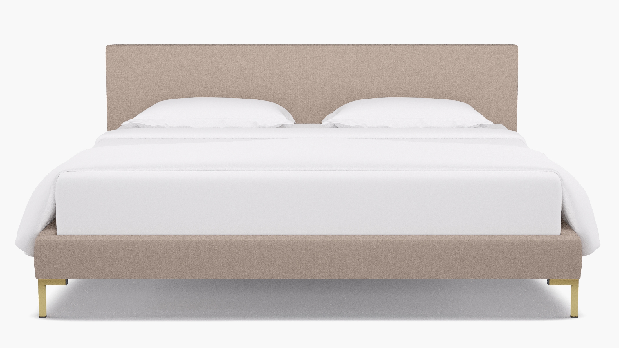 Modern Platform Bed, Husk Everyday Linen, Brass, King - Image 1