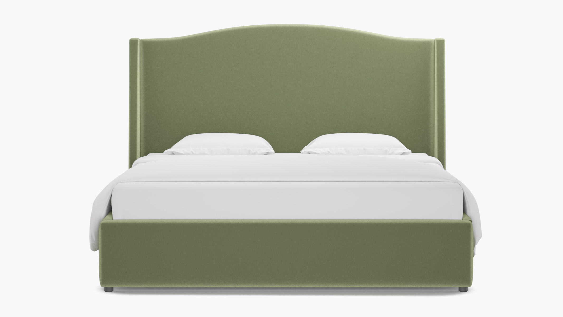 Curved Wingback Bed, Celadon Performance Plush Velvet, King - Image 0