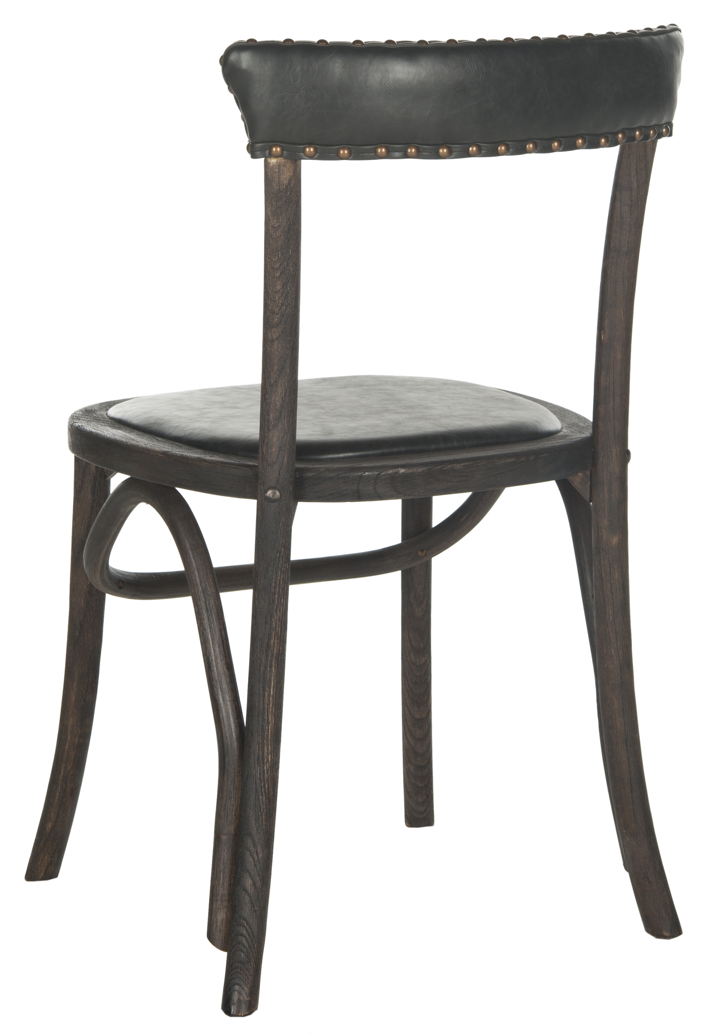 Kenny 19''H Side Chair - Brass Nail Heads - Antique Black/Dark Umber - Safavieh - Image 3