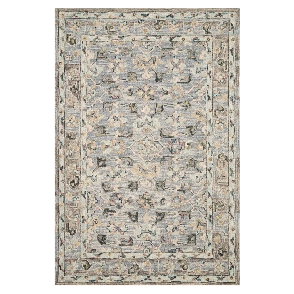 Jovanni French Country Light Blue Wool Floral Patterned Rug - 3'6" x 5'6" - Image 0