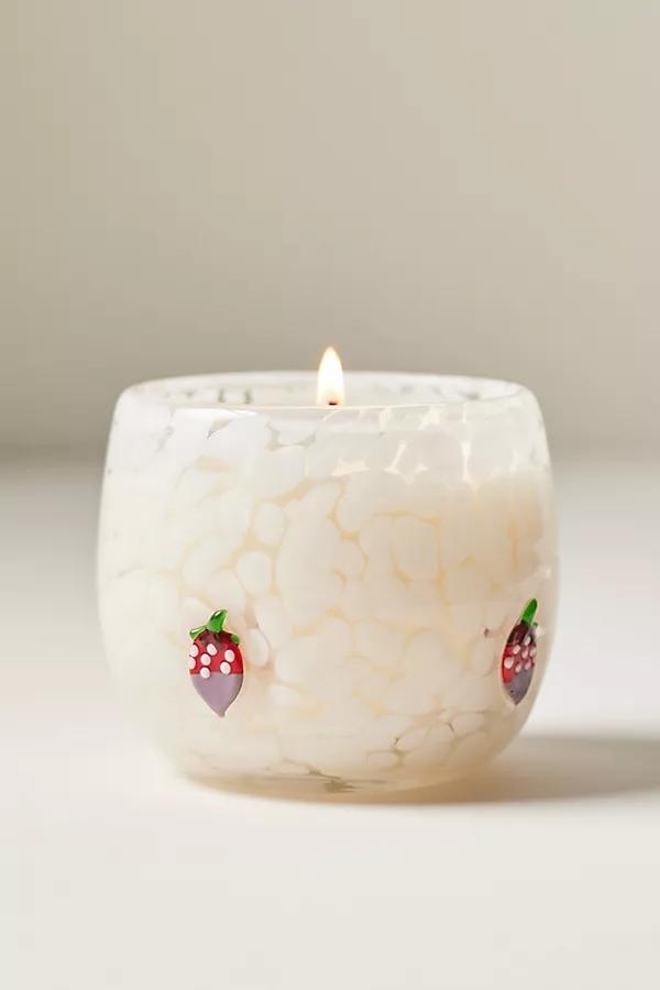 Chocolate Strawberry Gourmand Strawberries and Creme Valentine's Day Icon Glass Candle - Image 0