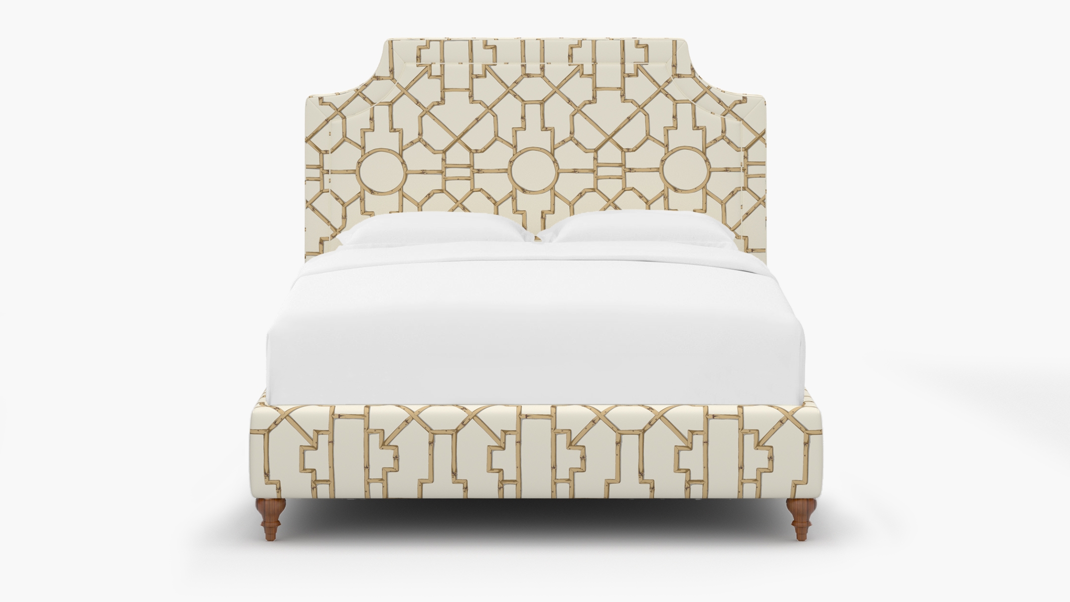 Deco Bed, Tan Baldwin Bamboo, Walnut Traditional Turned Leg, Full - Image 0