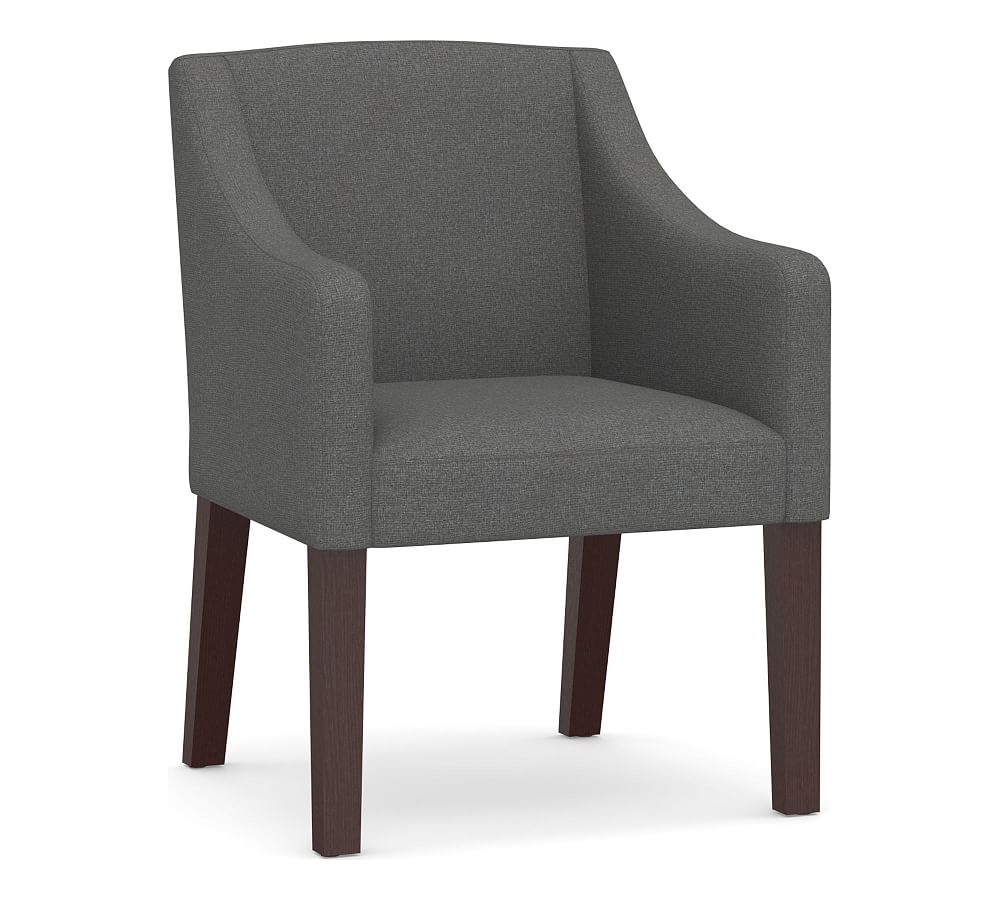 Classic Slope Arm Upholstered Dining Armchair, Espresso Leg, Park Weave Charcoal - Image 0
