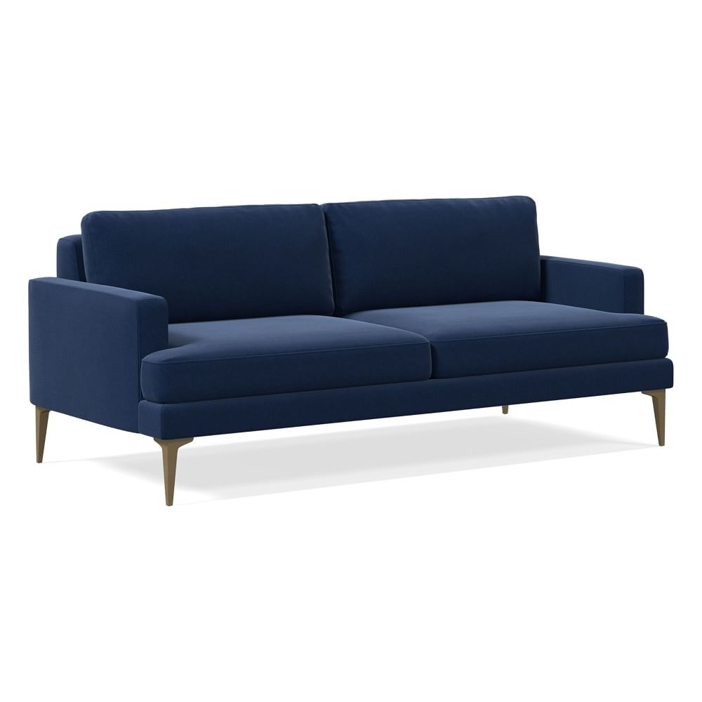 Andes 77" Multi-Seat Sofa, Petite Depth, Performance Velvet, Ink Blue, BB - Image 0