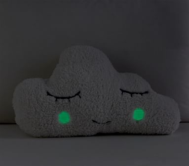 Sherpa Cloud Glow-in-the-Dark Pillow, Shaped, Ivory - Image 1