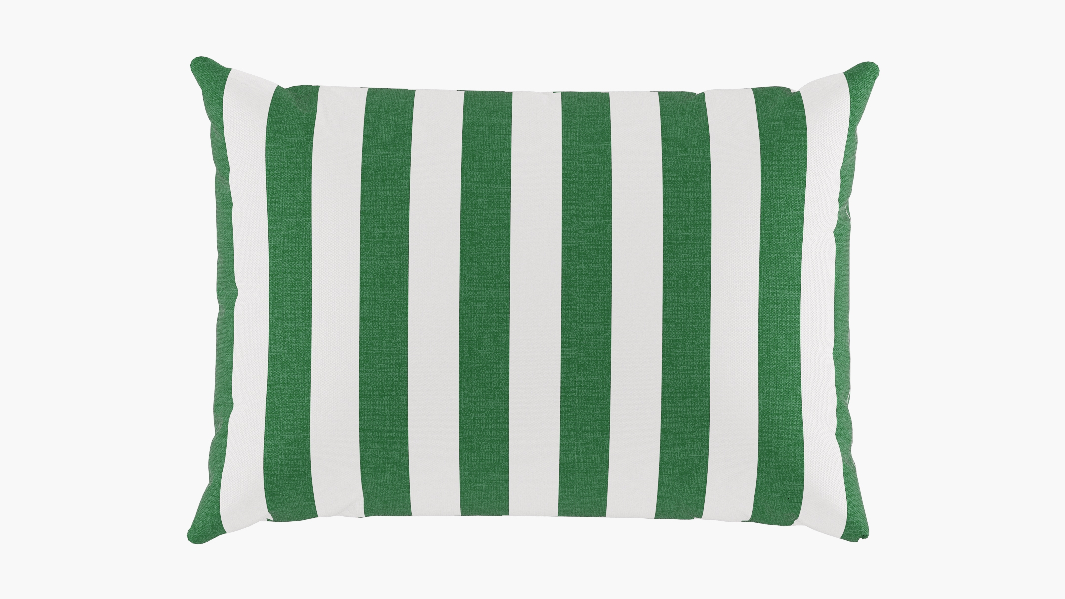 Outdoor Lumbar Pillow, Emerald Cabana Stripe, 14" x 20" - Image 0