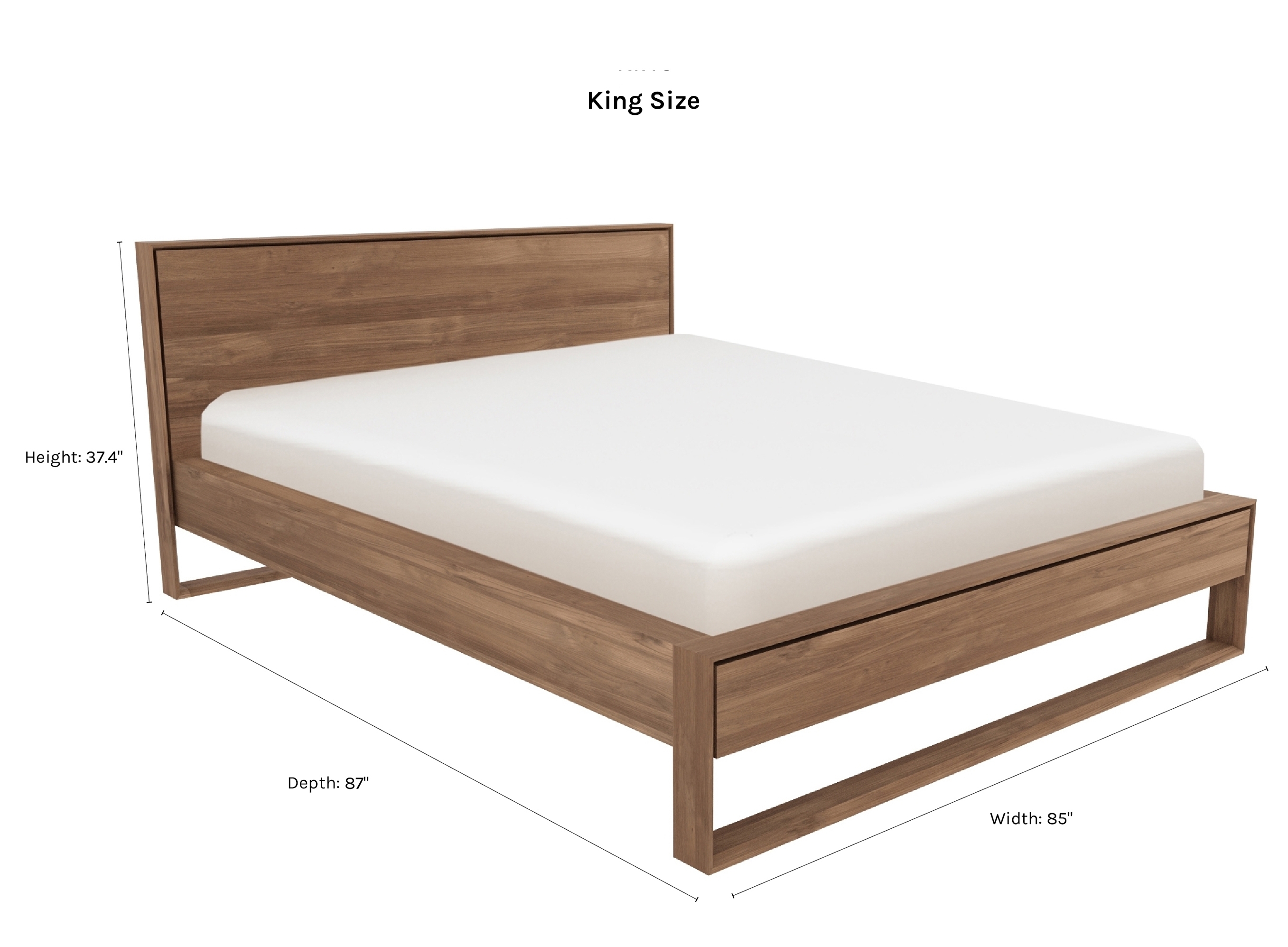 Lark Platform Bed, Teak King - Image 1