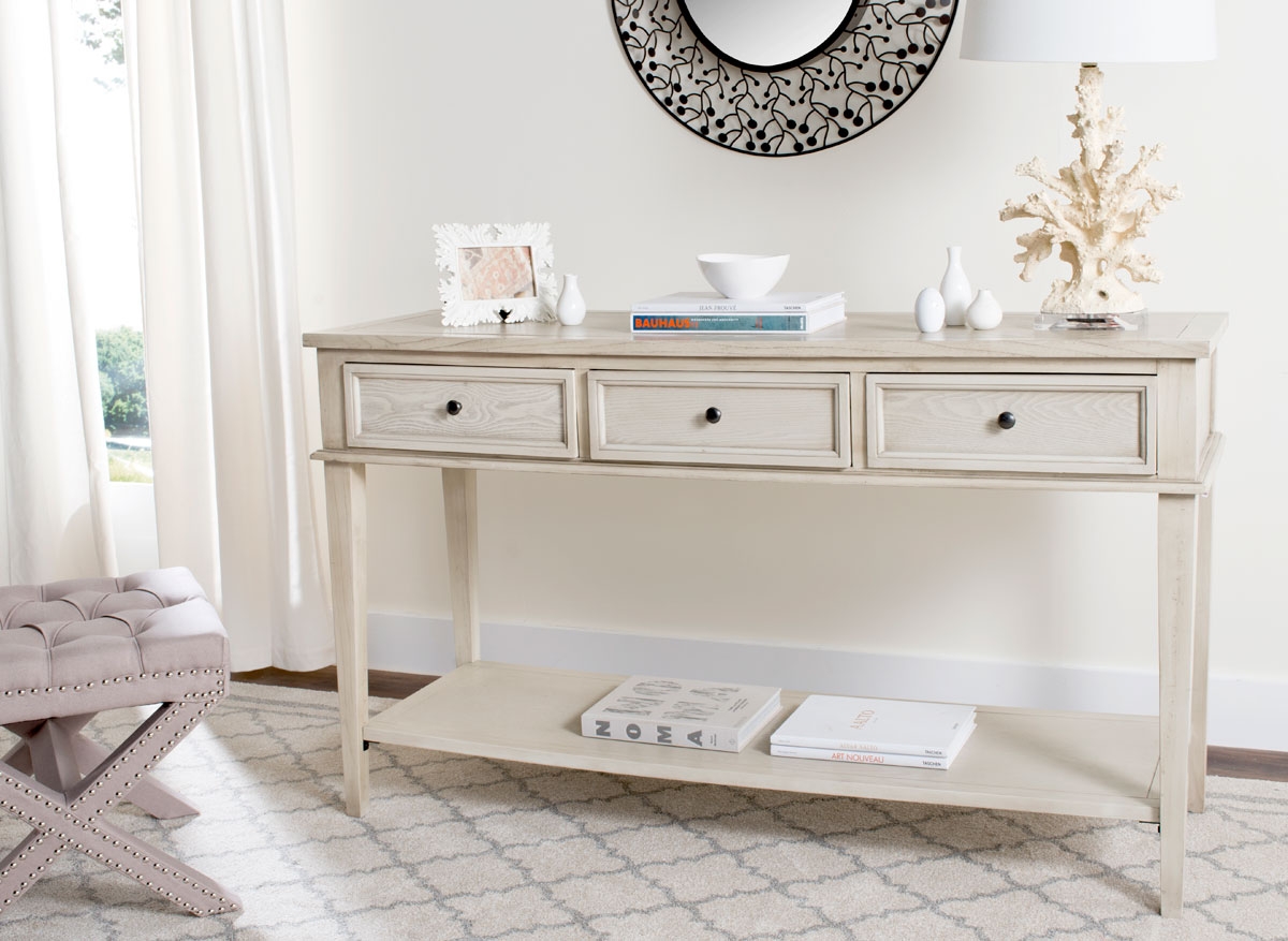 Manelin Console With Storage Drawers - White Wash - Arlo Home - Image 1