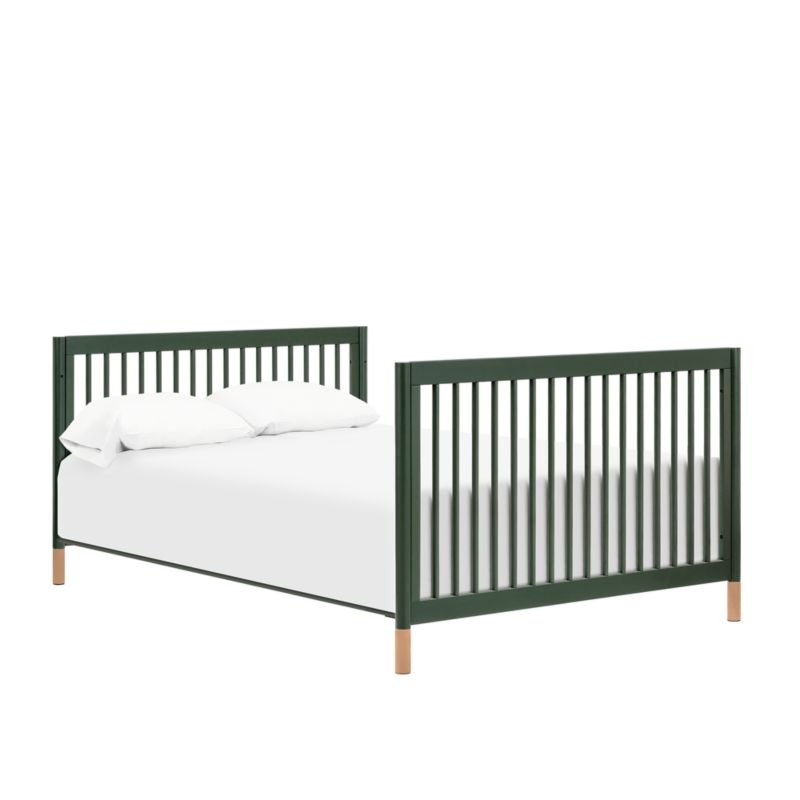 Babyletto Gelato Forest Green Natural Wood & Vegan Tan Leather 4-in-1 Convertible Baby Crib with Toddler Bed Conversion Kit - Image 7
