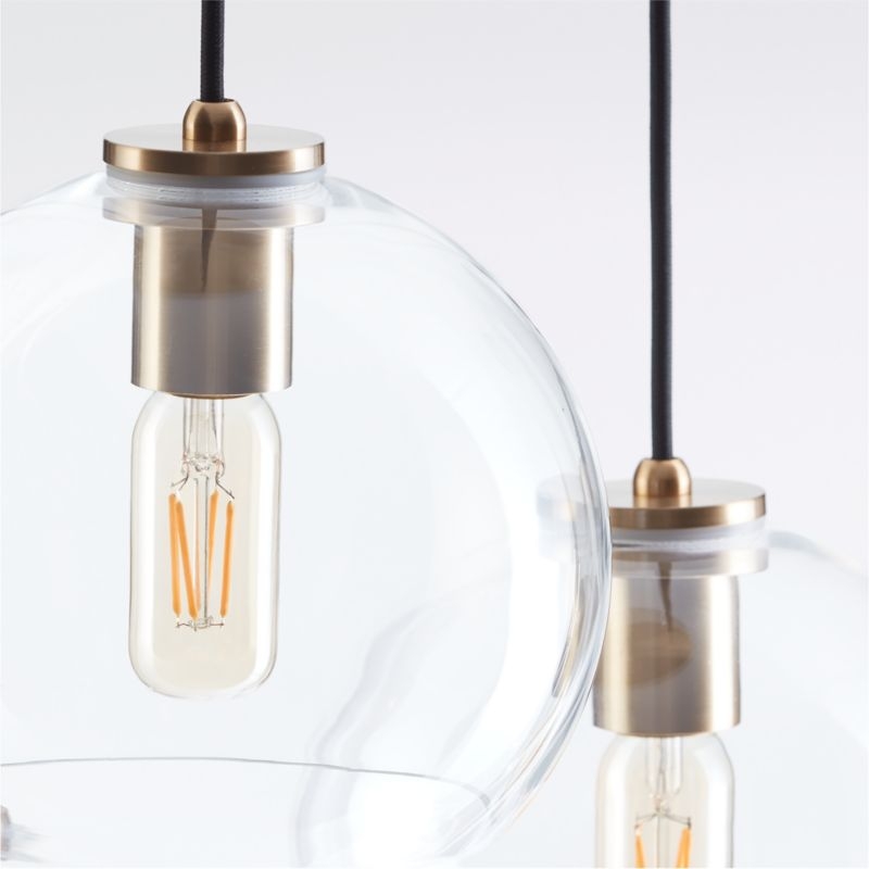 Arren Brass 3-Light Round Pendant with Round Clear Glass Shades - Image 2