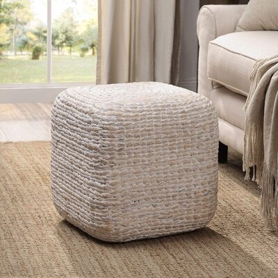 Dovecove Square Water Hyacinth Ottoman - Wash White Finish - High Quaility Home Decor Piece For The Contemporary Home - Image 0