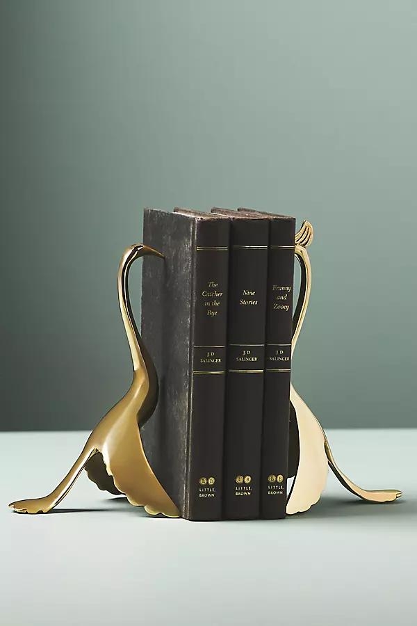 Gold Crane Brass Bookends - Image 0