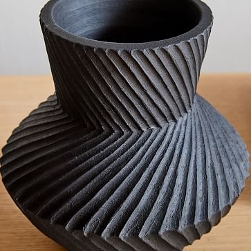 Asher Ceramic Tabletop Vases, Vase, Black, Earthenware, Medium - Image 1