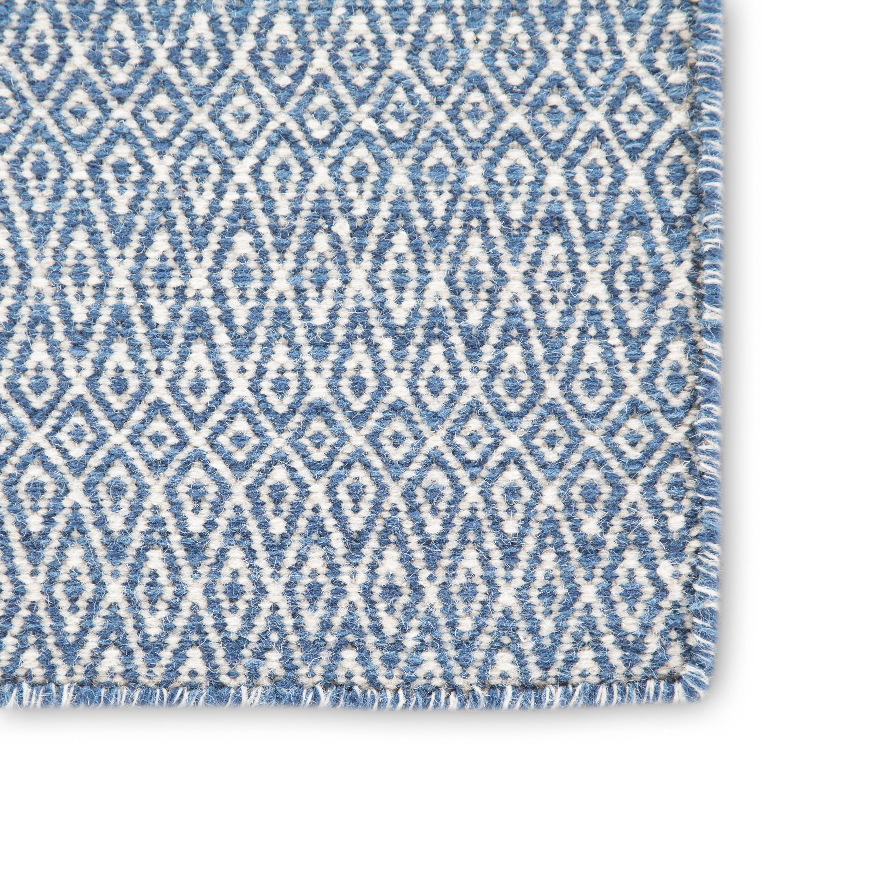 Eulalia Handmade Geometric Blue/ Ivory Area Rug - Image 3