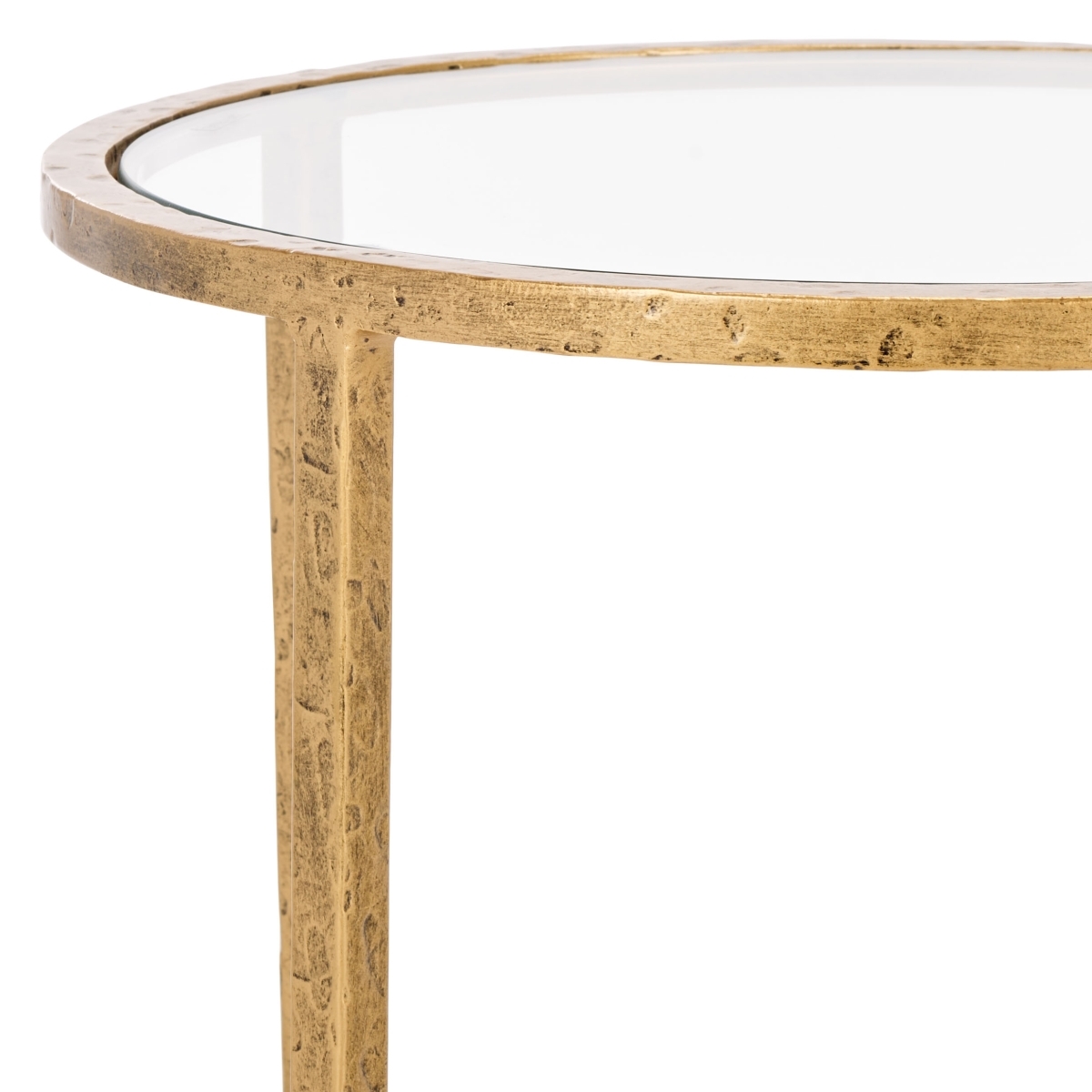 Tauri Metal Round Accent Table - Brass/Clear - Image 2