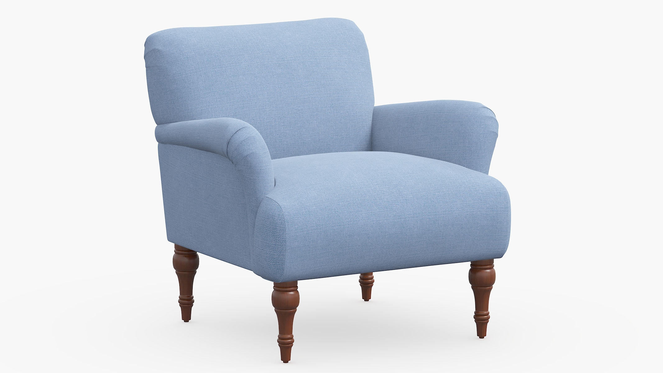 Traditional Accent Chair, Denim Everyday Linen, Espresso - Image 0
