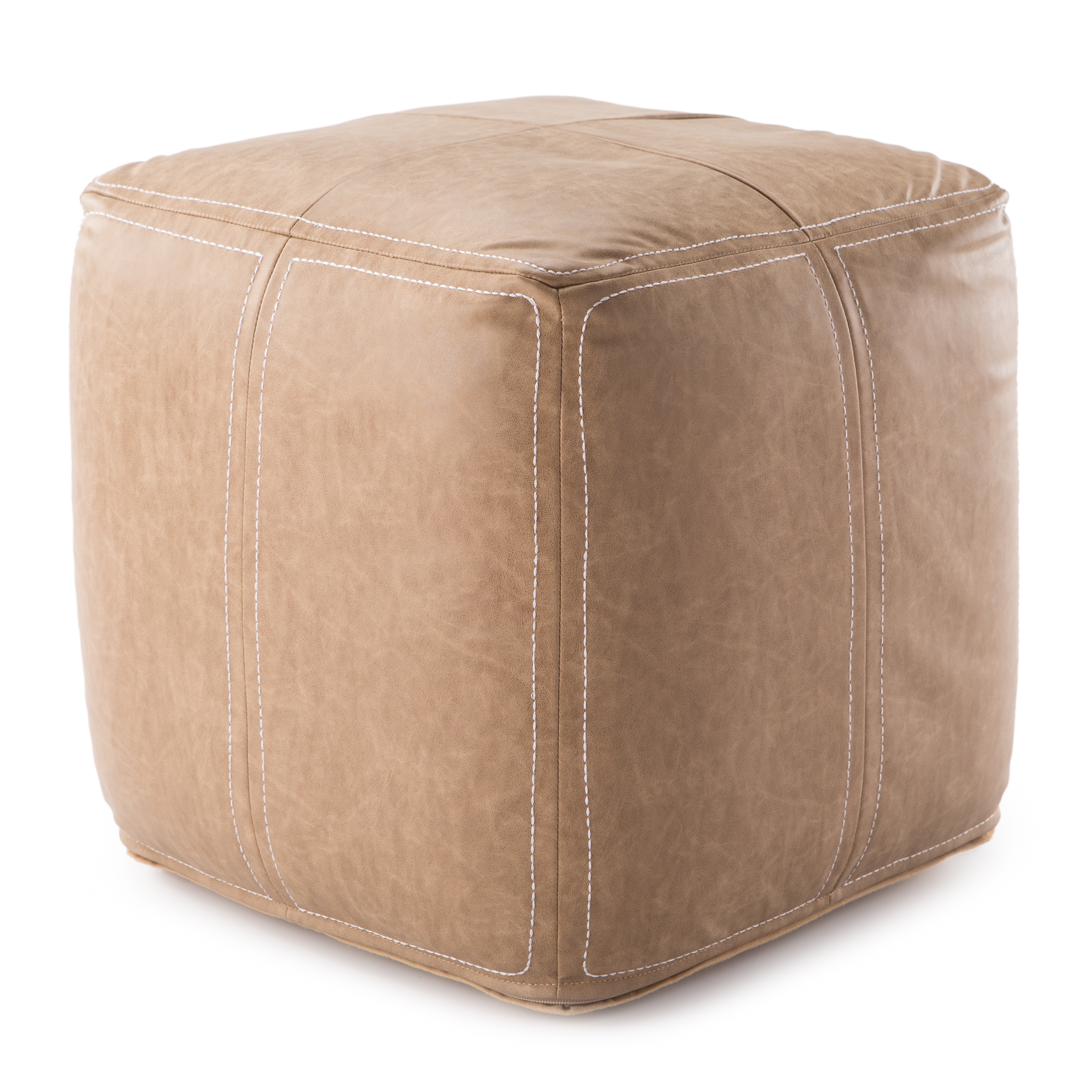 Nikki Chu by Suave Solid Taupe Cube Pouf - Image 0