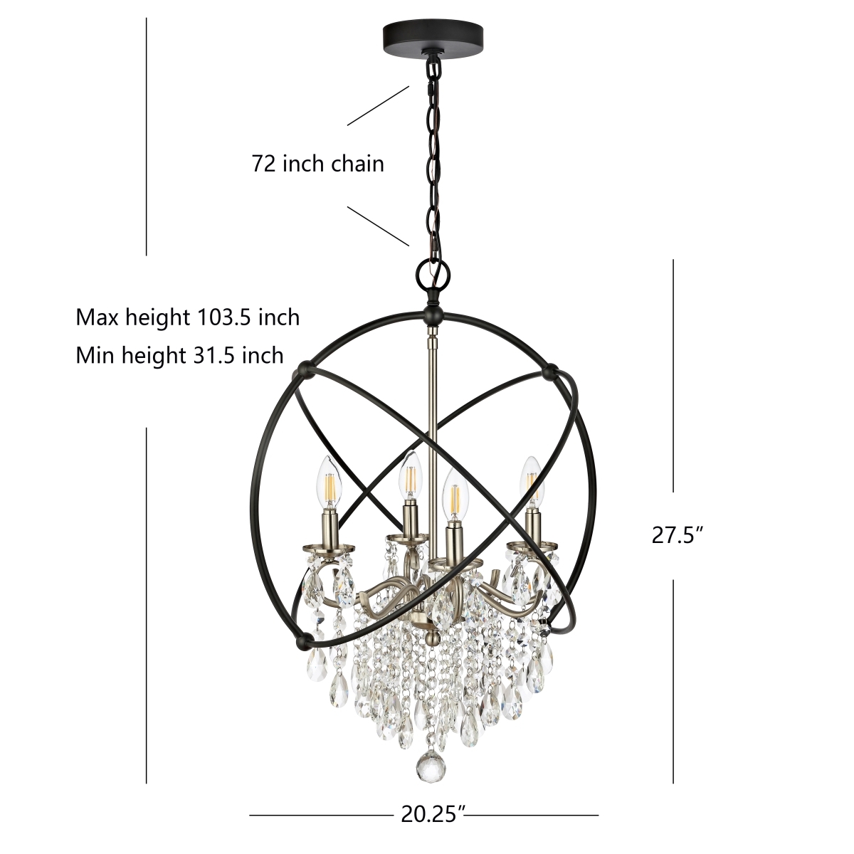 Sabina 4Lt 20.25 Inch Pendant - Bronze - Safavieh - Image 0